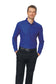 male model wearing port authority core classic long sleeve pique polo in true royal