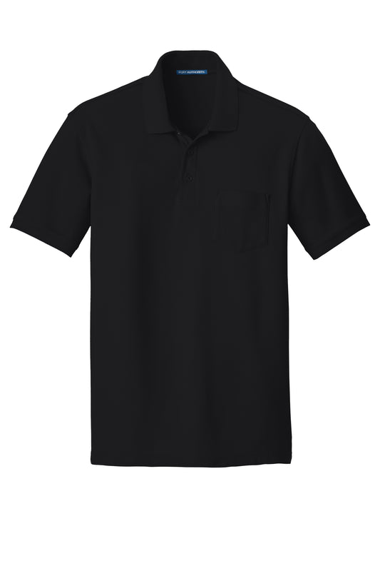 port authority core classic pique pocket polo deep black