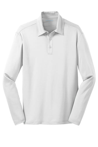 port authority silk touch long sleeve polo white