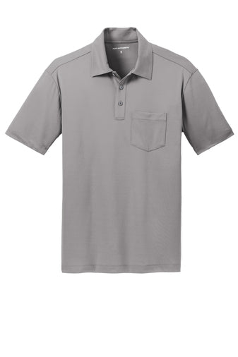 port authority silk touch pocket polo gusty grey