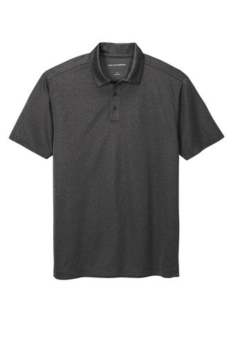 port authority heathered silk touch polo black heather