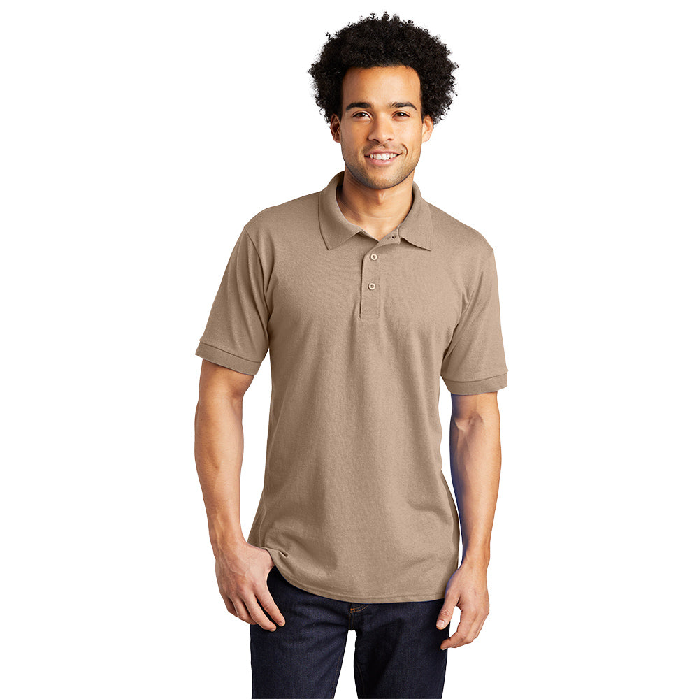 male model wearing port & company tall knit polo in sand
