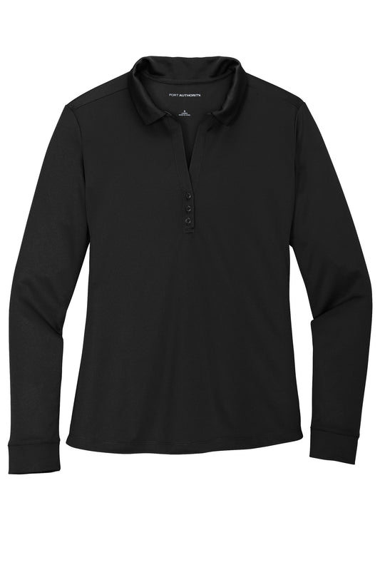 port authority womens silk touch long sleeve polo black