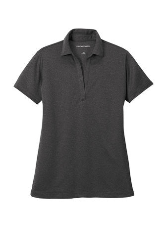 port authority womens heathered silk touch polo black heather
