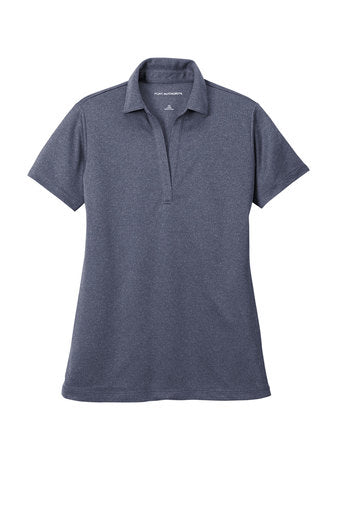port authority womens heathered silk touch polo navy heather