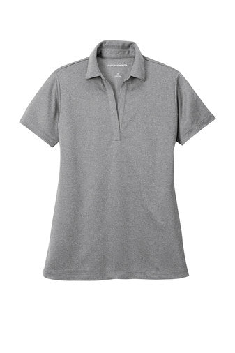 port authority womens heathered silk touch polo shadow grey heather