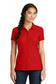 model wearing new era womens venue polo in scarlet red