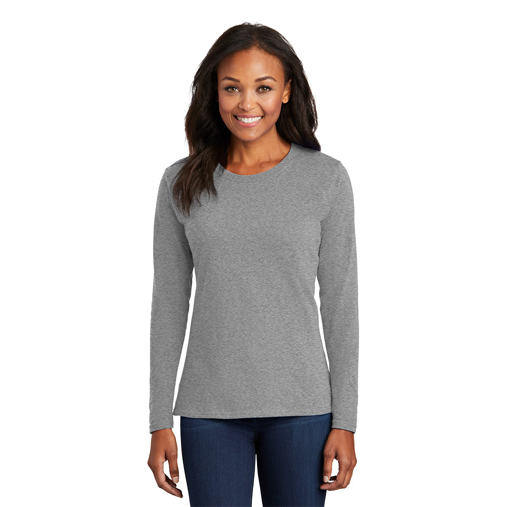 port & company womens cotton long sleeve t-shirt athletic heather