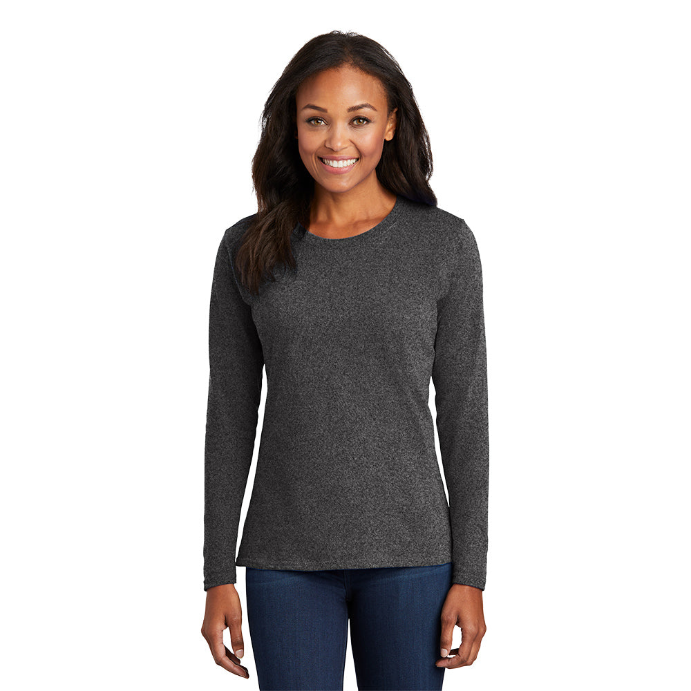 port & company womens cotton long sleeve t-shirt dark heather grey