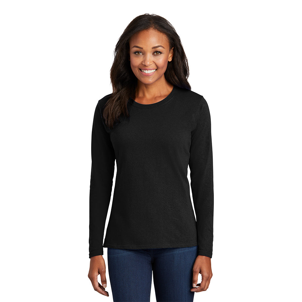 port & company womens cotton long sleeve t-shirt jet black