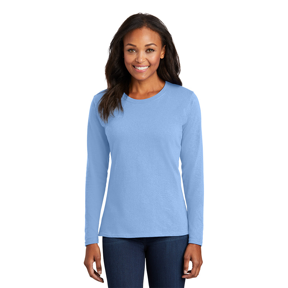 port & company womens cotton long sleeve t-shirt light blue