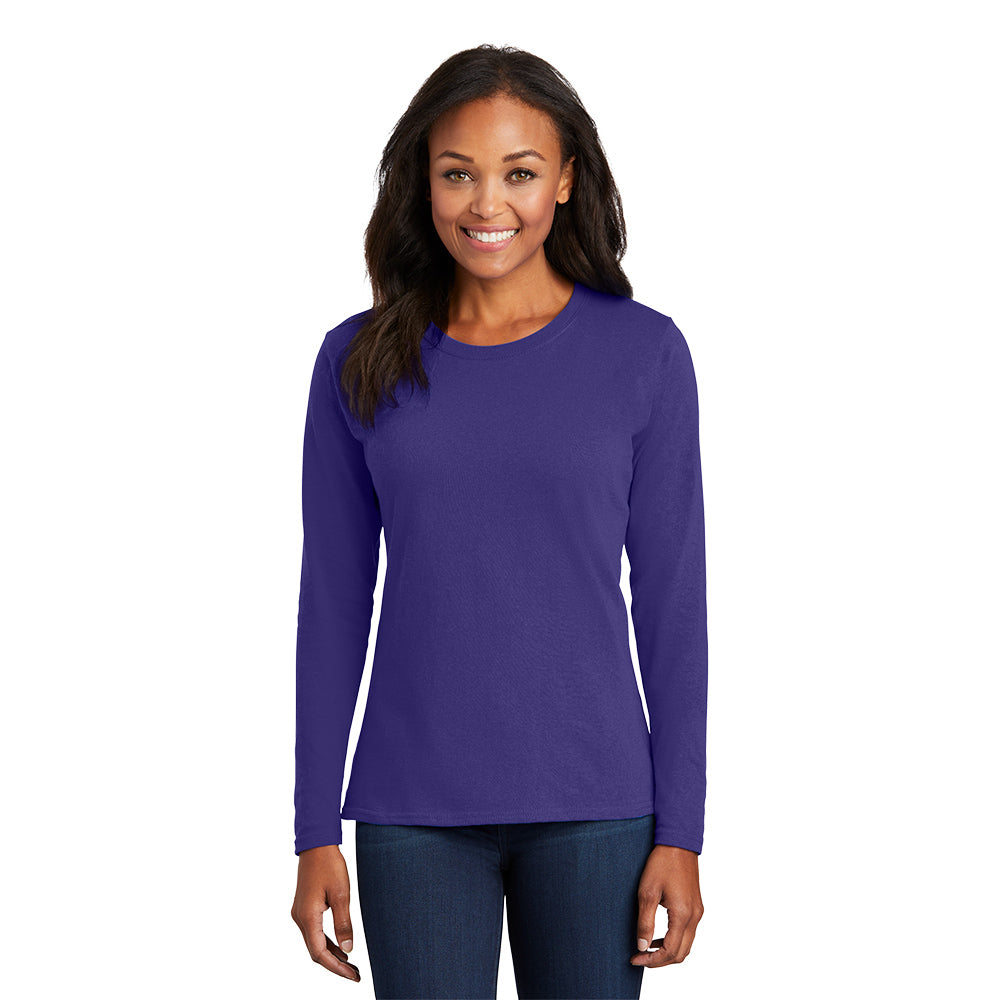 port & company womens cotton long sleeve t-shirt purple