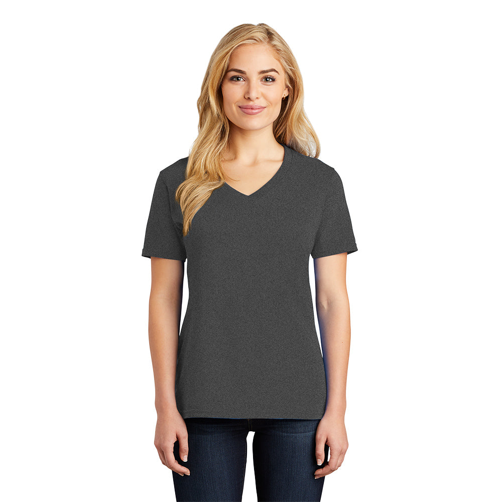 port & company womens cotton v-neck t-shirt dark heather grey