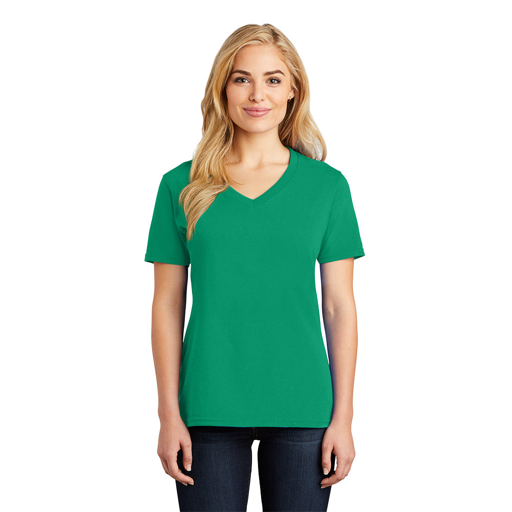 port & company womens cotton v-neck t-shirt kelly green