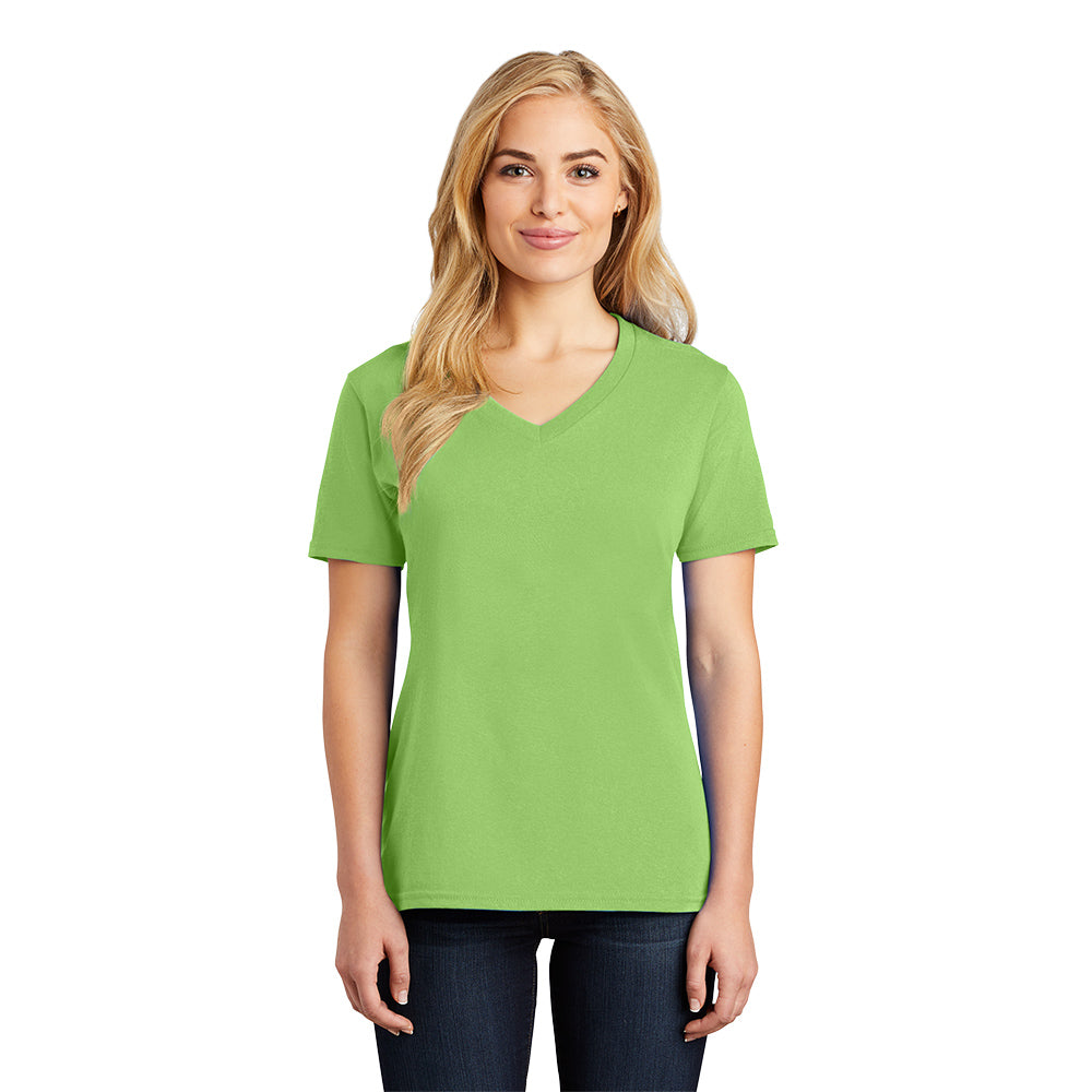 port & company womens cotton v-neck t-shirt lime