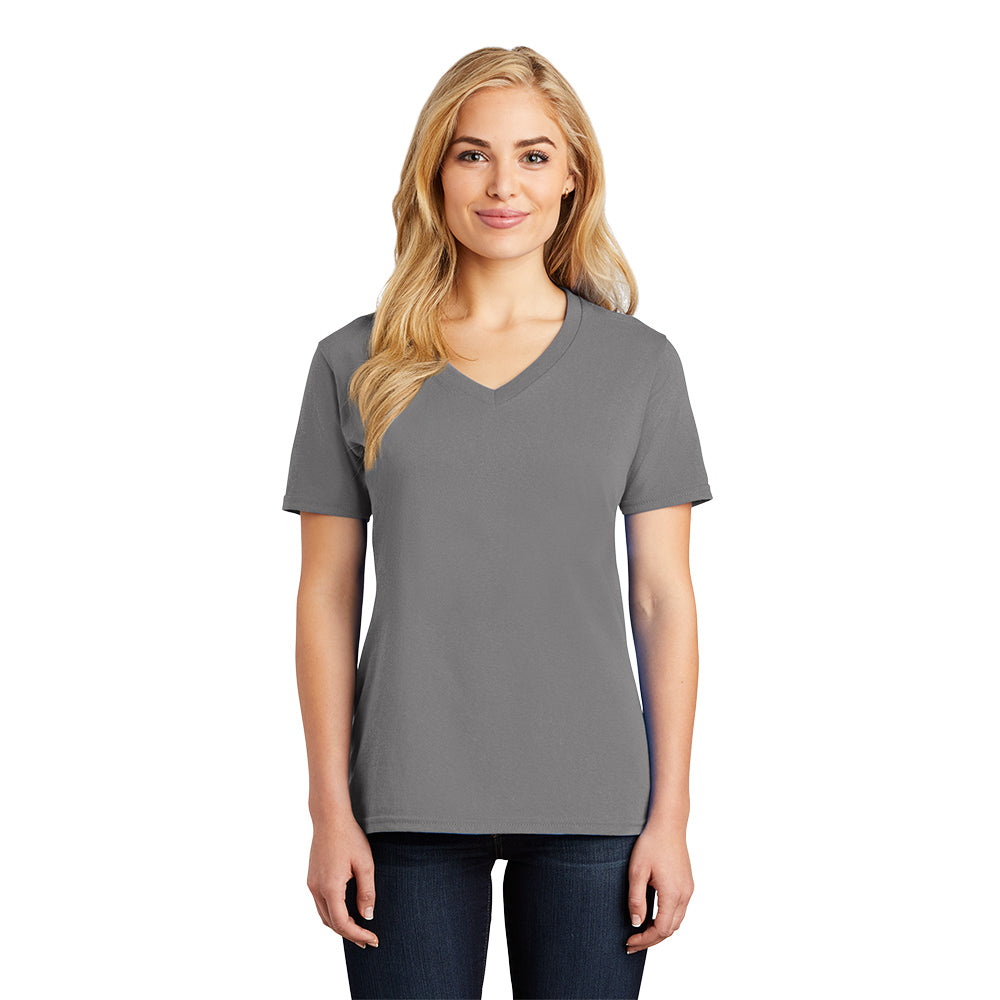 port & company womens cotton v-neck t-shirt medium grey