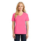 port & company womens cotton v-neck t-shirt neon pink