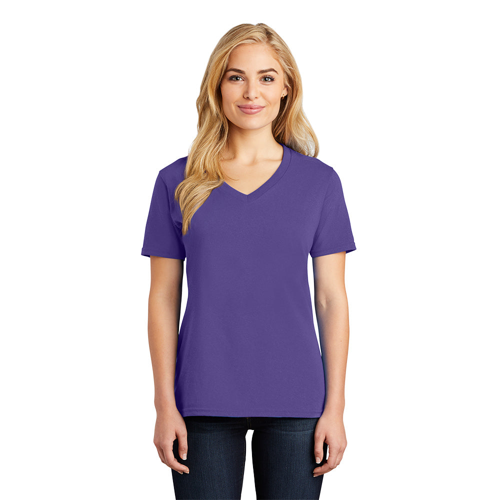 port & company womens cotton v-neck t-shirt purple