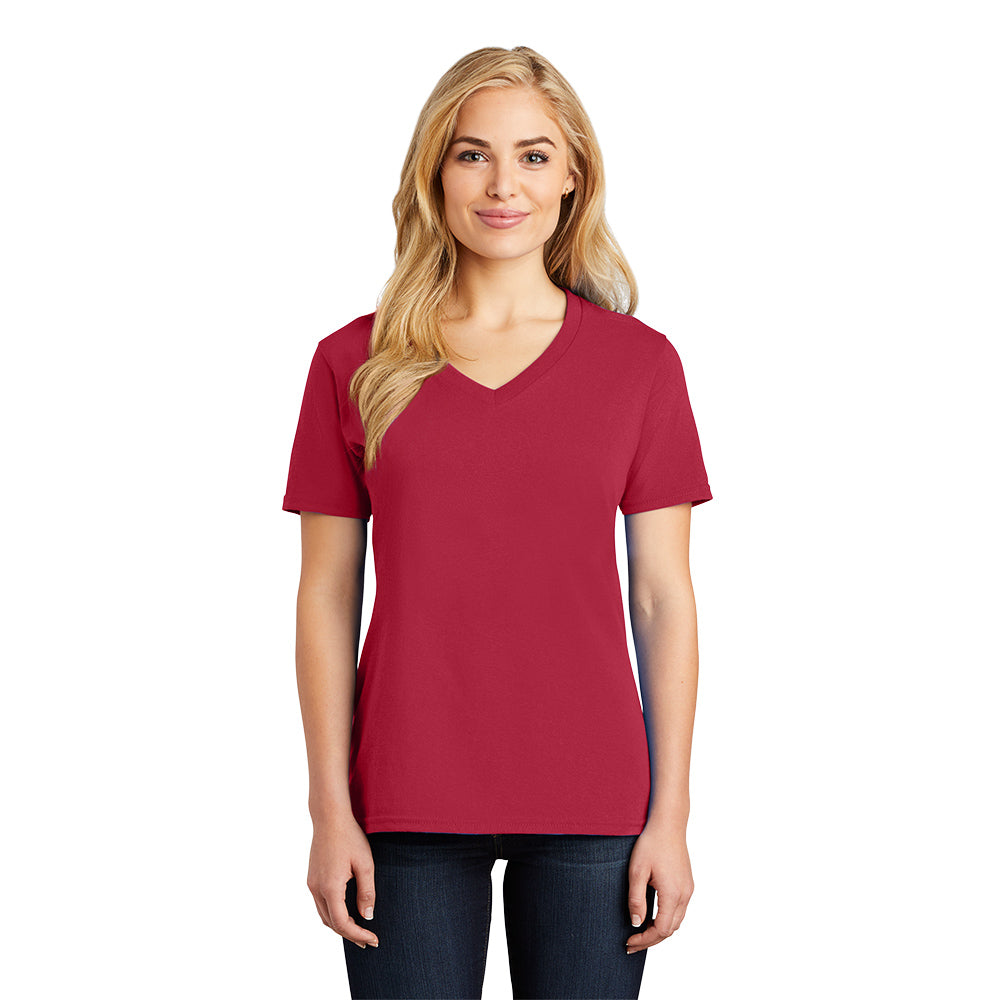 port & company womens cotton v-neck t-shirt red