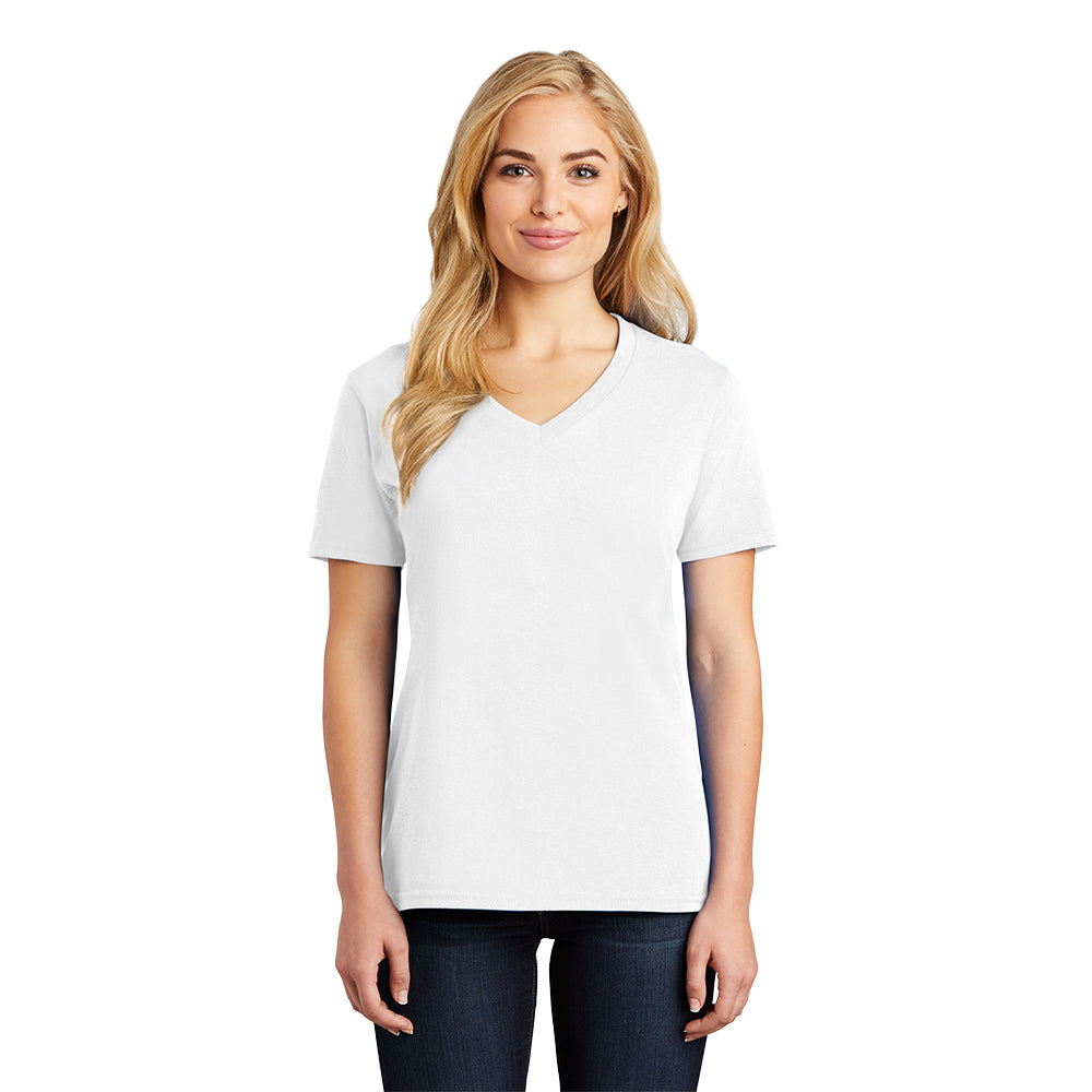 port & company womens cotton v-neck t-shirt white