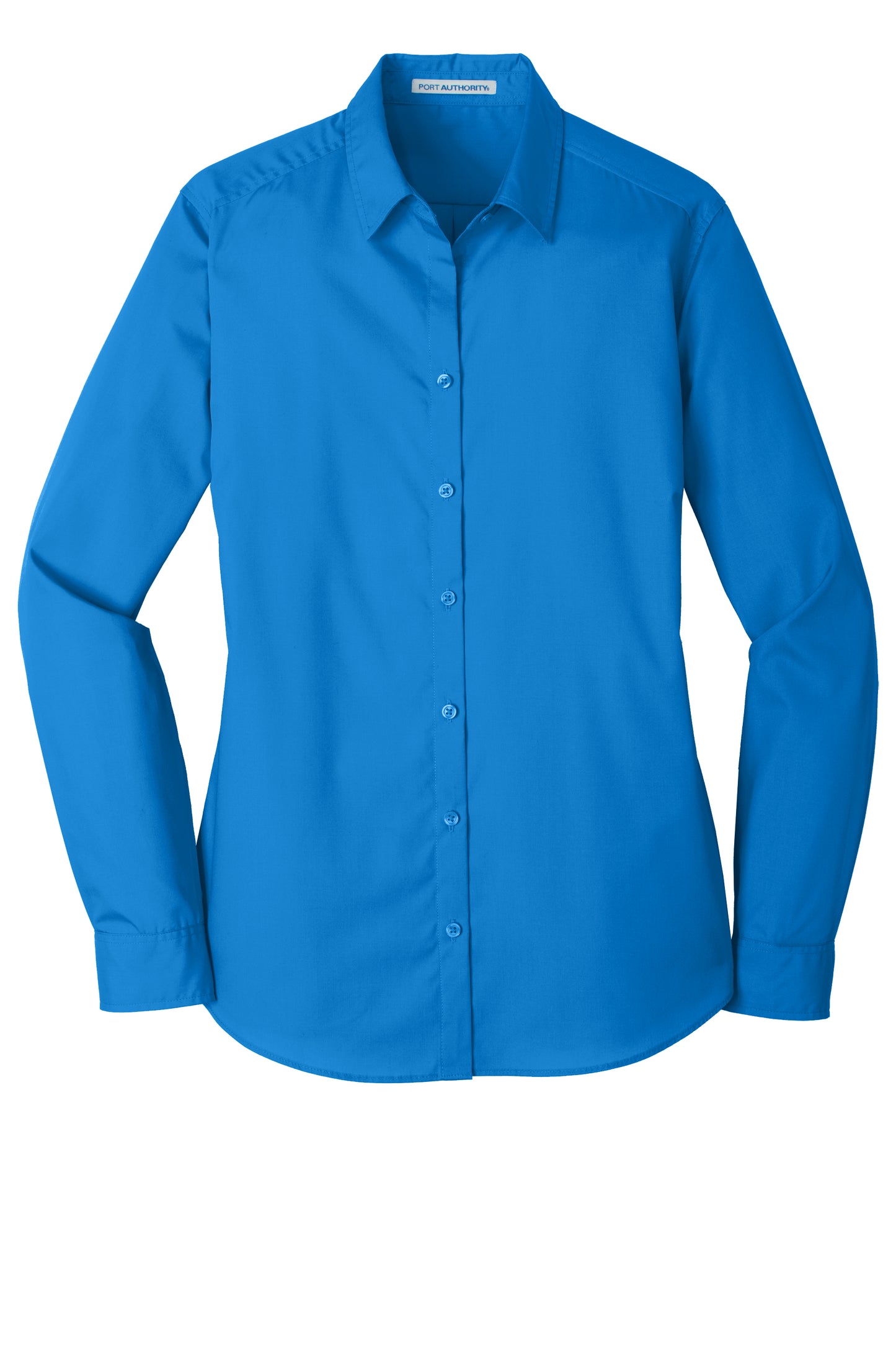 port authority womens long sleeve poplin shirt coastal blue