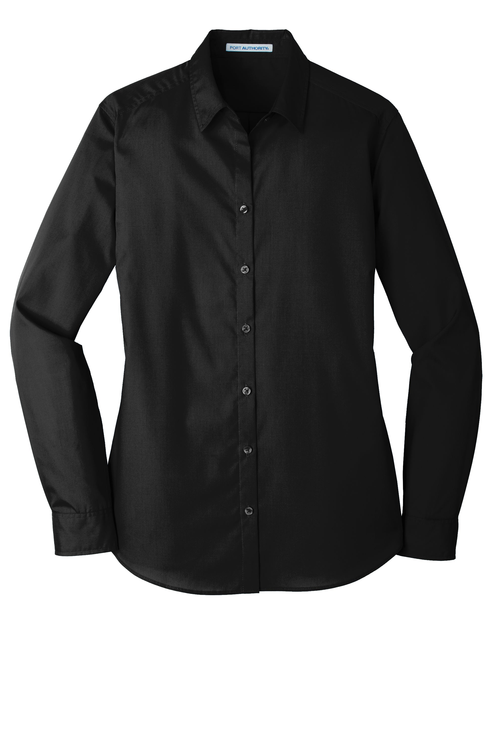 port authority womens long sleeve poplin shirt deep black