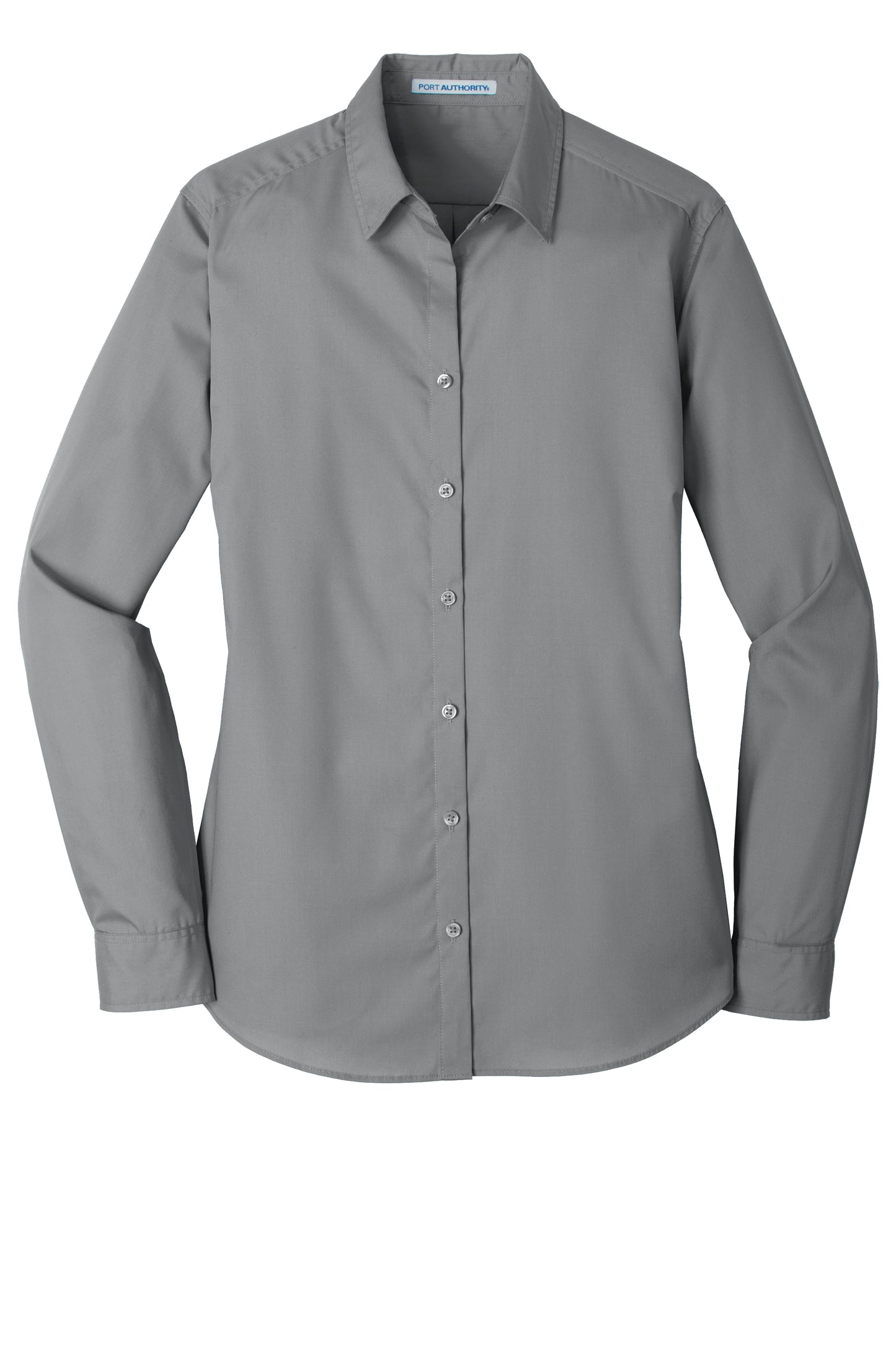 port authority womens long sleeve poplin shirt gusty grey