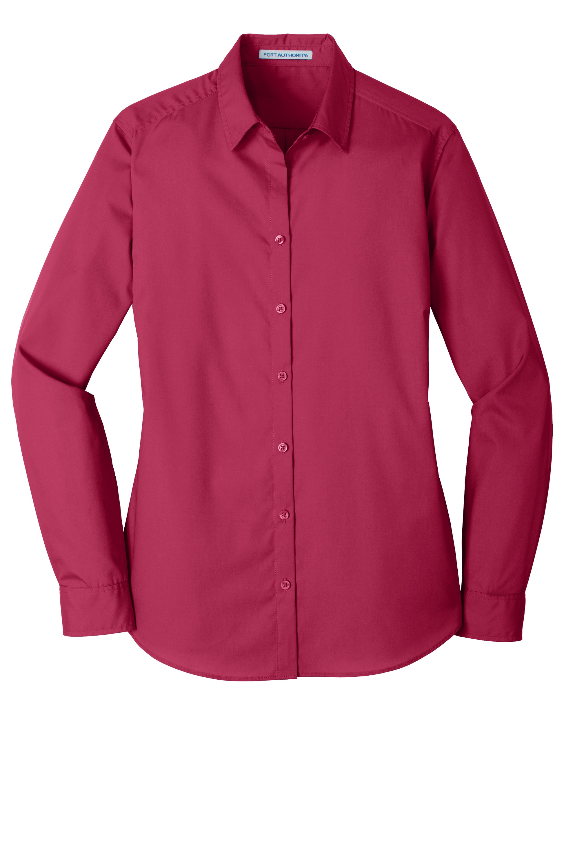 port authority womens long sleeve poplin shirt pink azalea