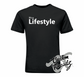 black tee with its a lifestyle DTG printed design