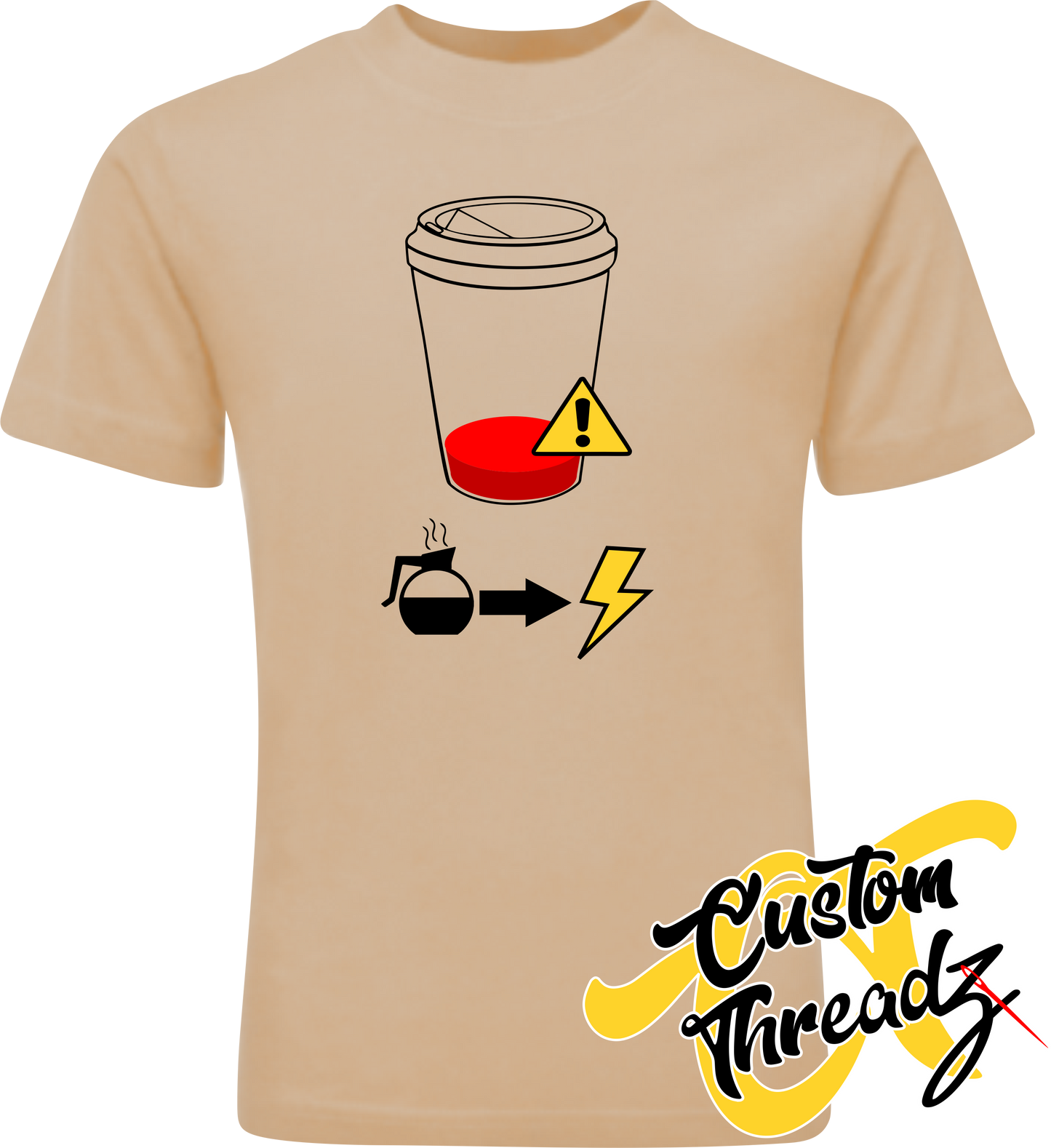 sand tee with low coffee refill DTG printed design