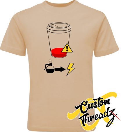 sand tee with low coffee refill DTG printed design