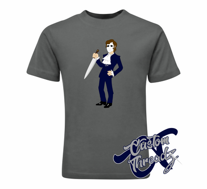 charcoal tee with michael myers mike myers halloween DTG printed design