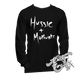 black long sleeve tee with hussle + motivate nipsey hussle DTG printed design