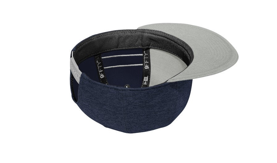 new era shadow heather striped flat bill snapback cap inside navy heather grey