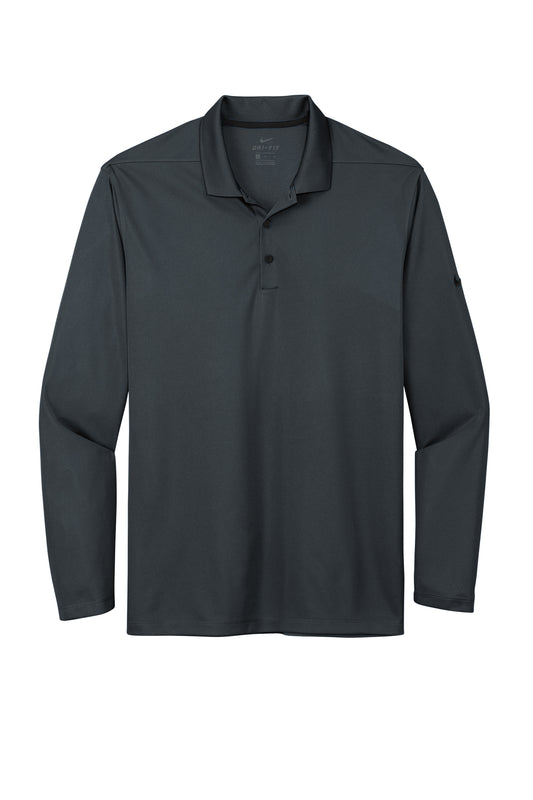 nike dri-fit pique long sleeve polo anthracite grey