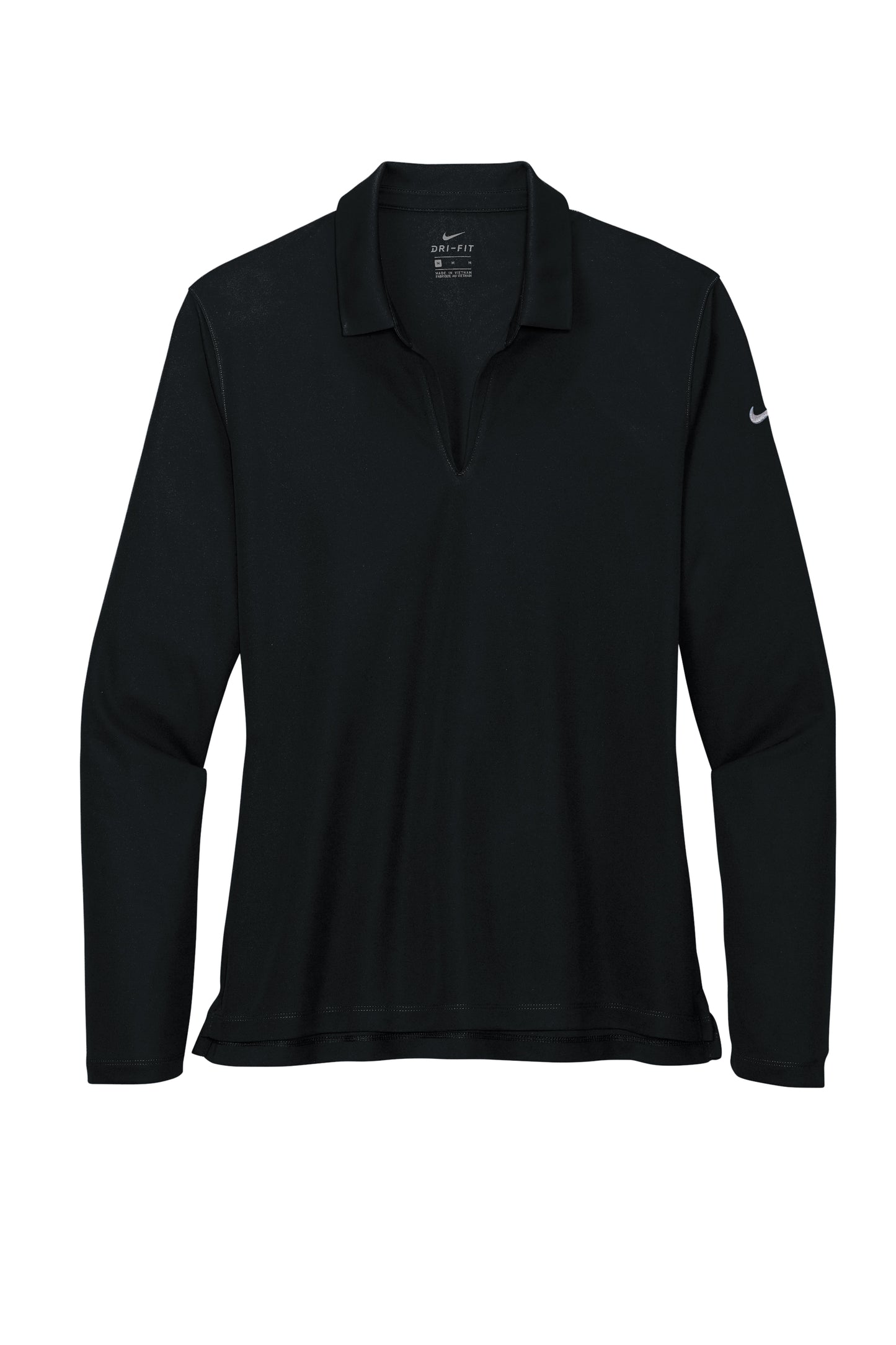 nike womens dri-fit pique long sleeve polo black