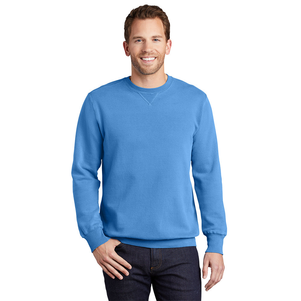port & company pigment-dyed crewneck sweatshirt blue moon