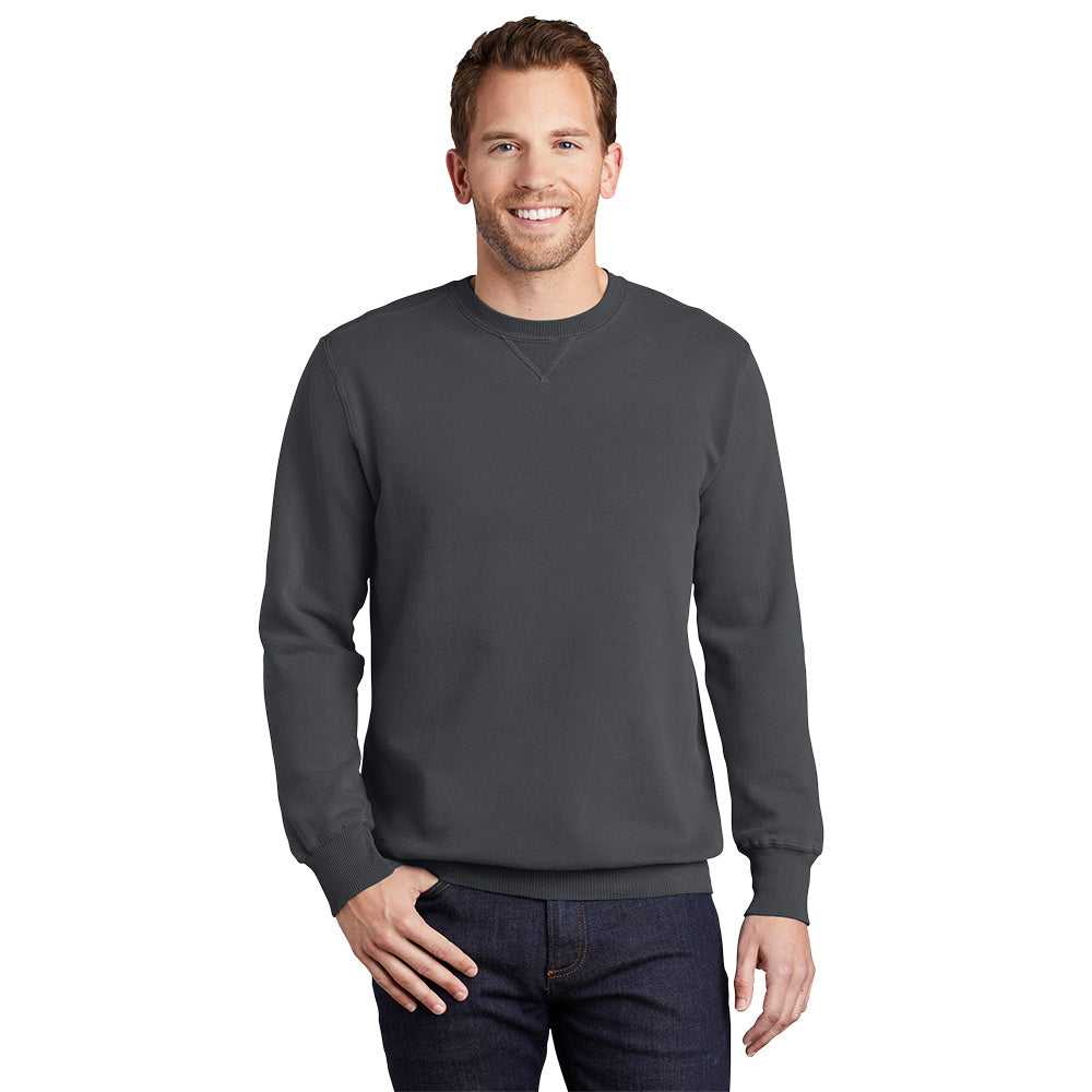 port & company pigment-dyed crewneck sweatshirt coal grey