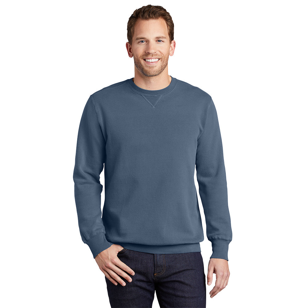 port & company pigment-dyed crewneck sweatshirt denim blue