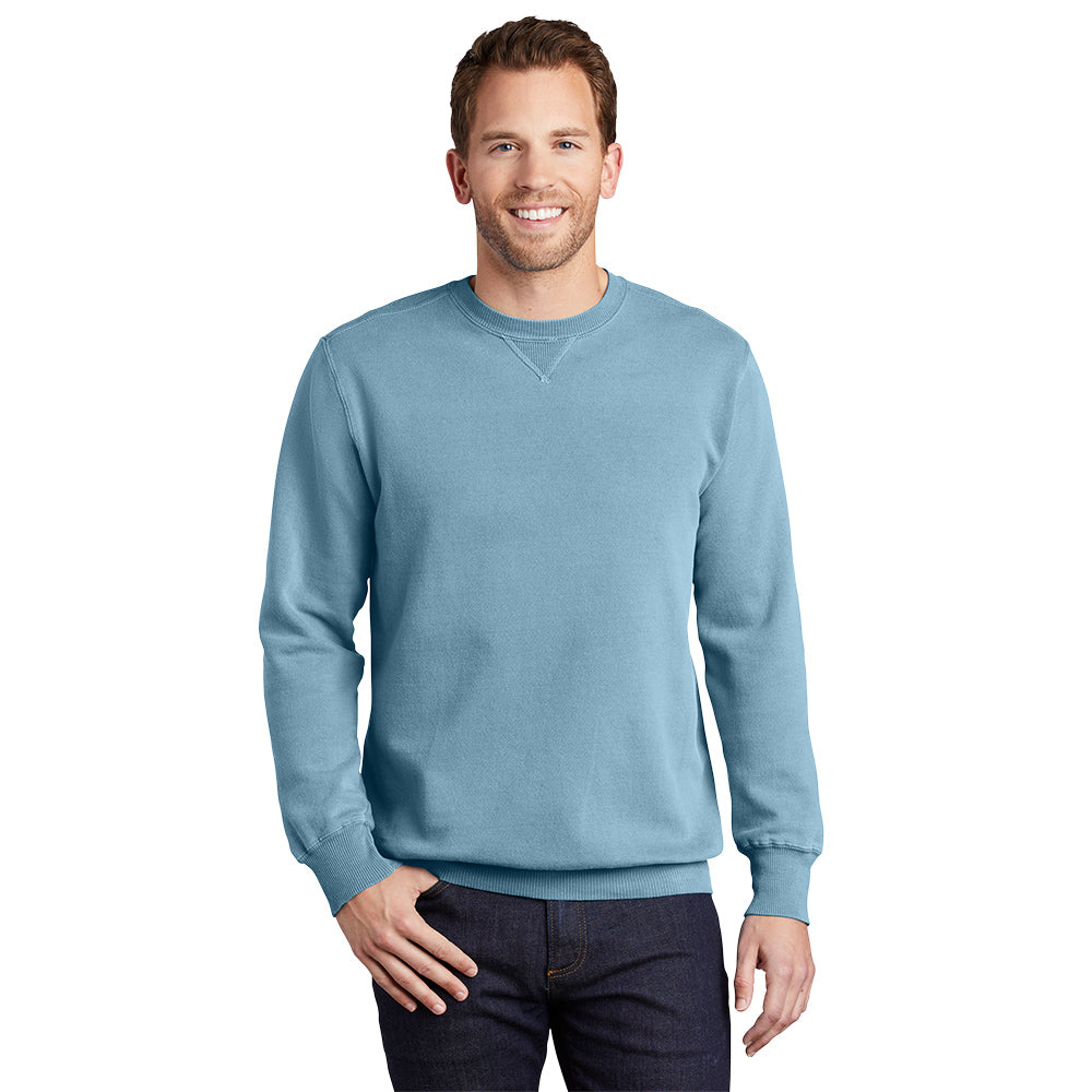 port & company pigment-dyed crewneck sweatshirt mist blue