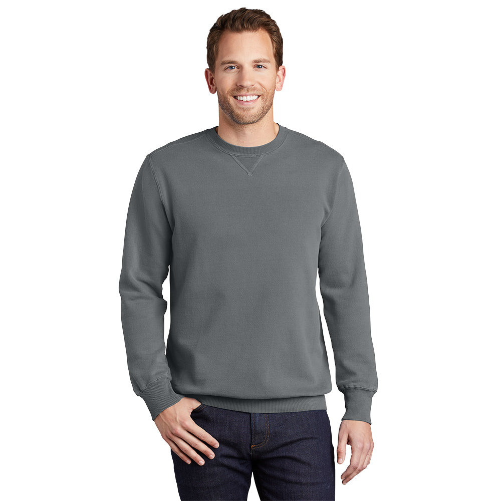 port & company pigment-dyed crewneck sweatshirt pewter grey