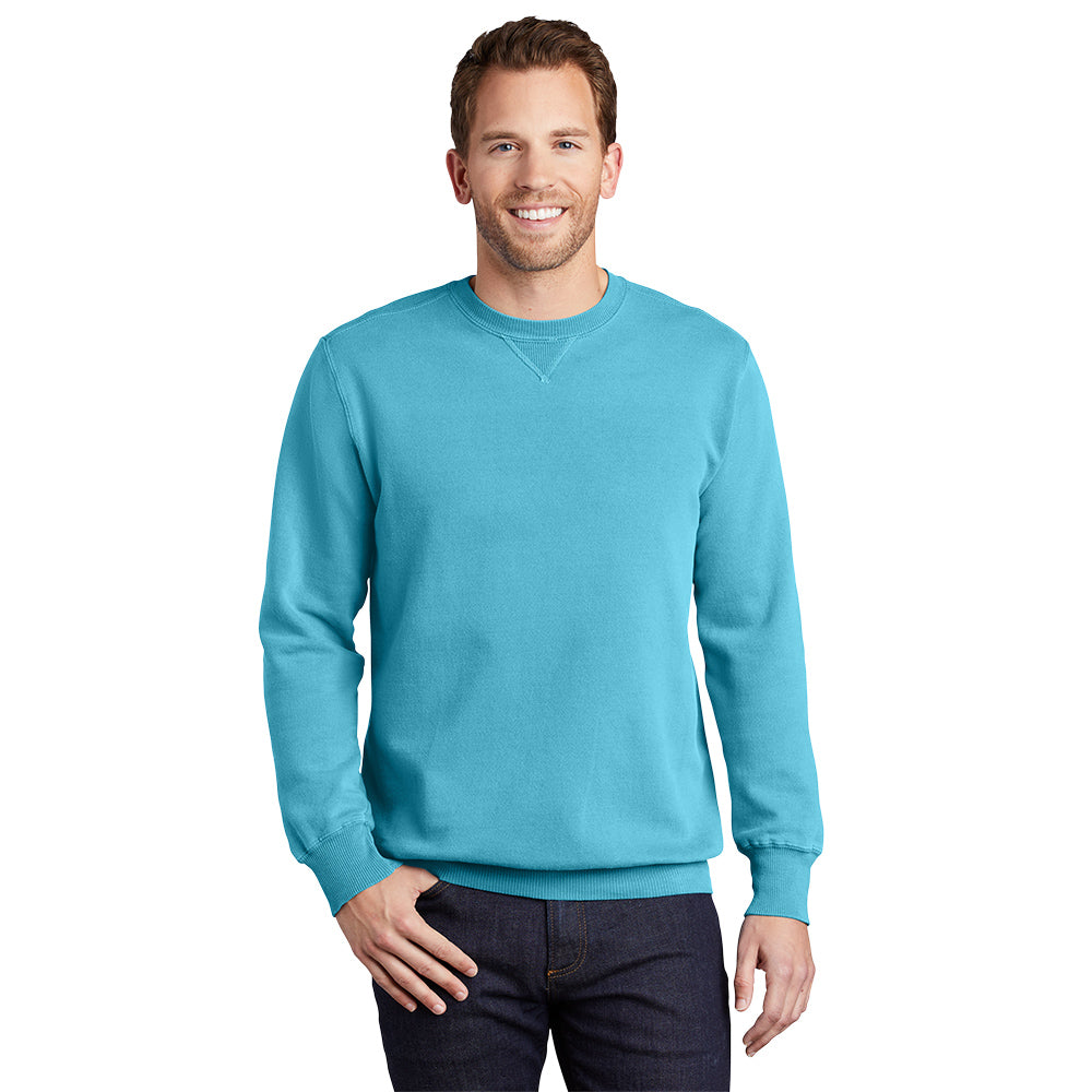 port & company pigment-dyed crewneck sweatshirt tidal wave blue