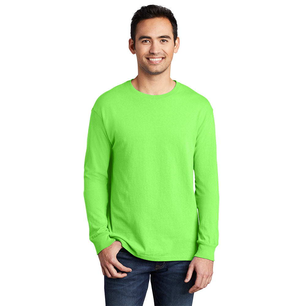 port & company unisex pigment-dyed long sleeve tee neon green