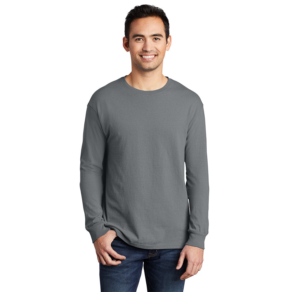 port & company unisex pigment-dyed long sleeve tee pewter grey