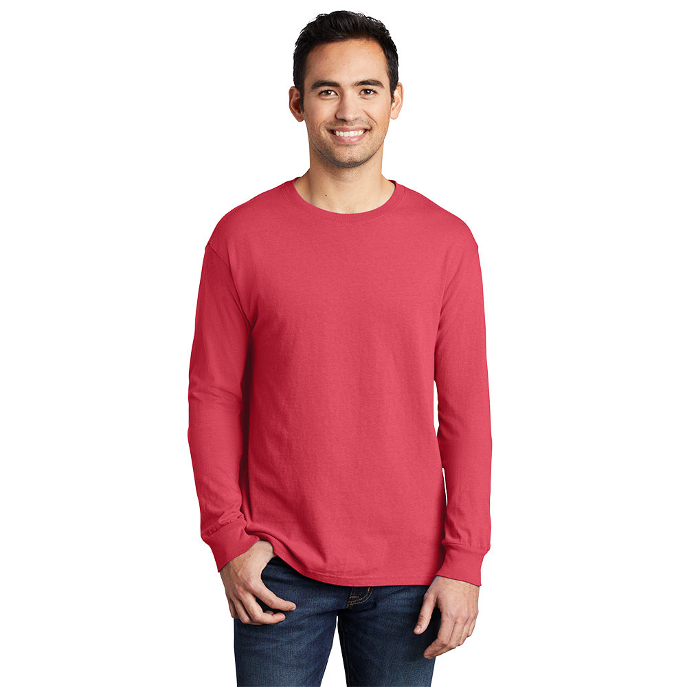 port & company unisex pigment-dyed long sleeve tee poppy red