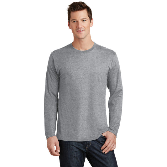 port & company fan favorite ring spun cotton long sleeve tee athletic heather grey