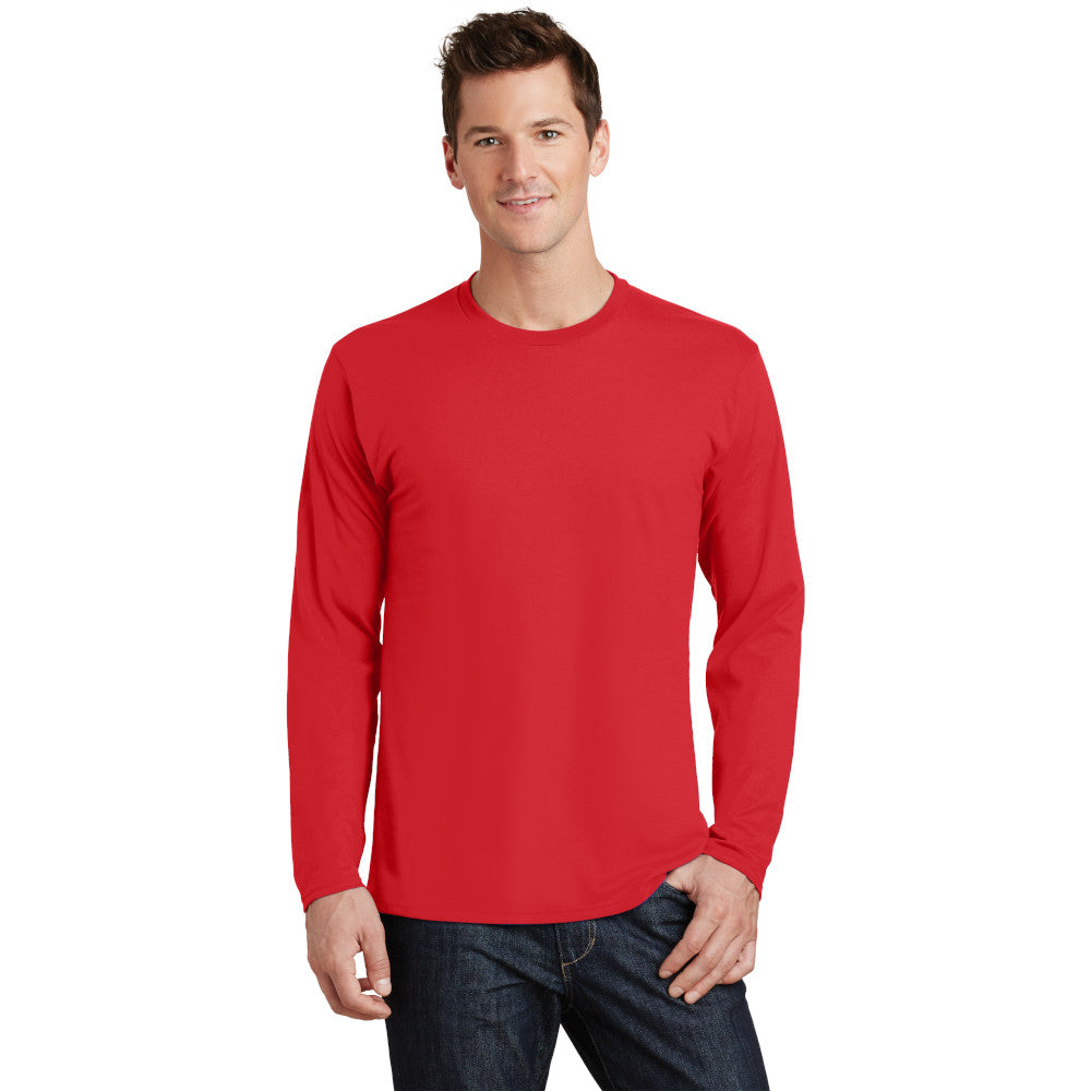 port & company fan favorite ring spun cotton long sleeve tee bright red