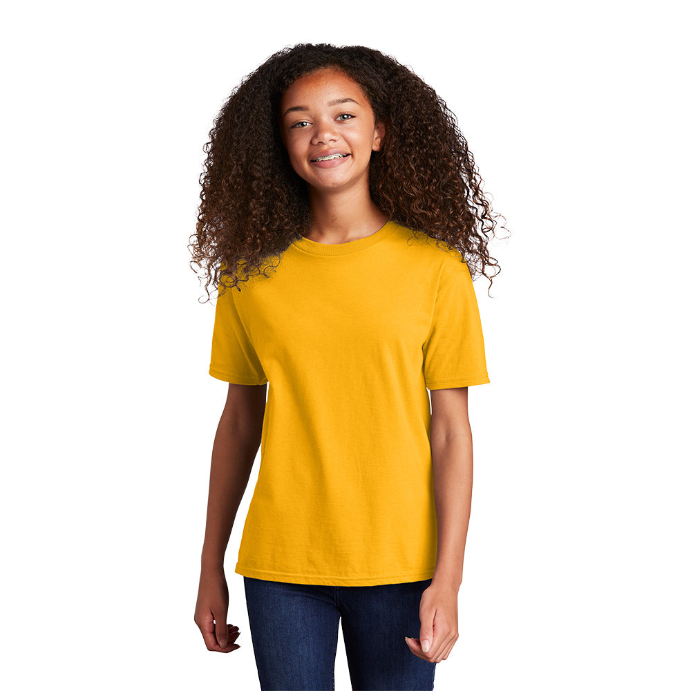 port & company youth fan favorite ring spun cotton tee bright gold