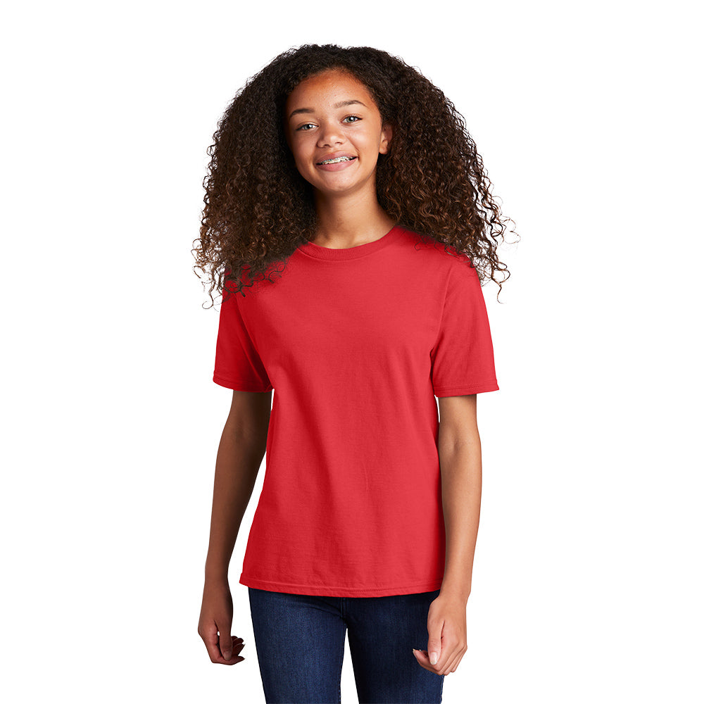 port & company youth fan favorite ring spun cotton tee bright red