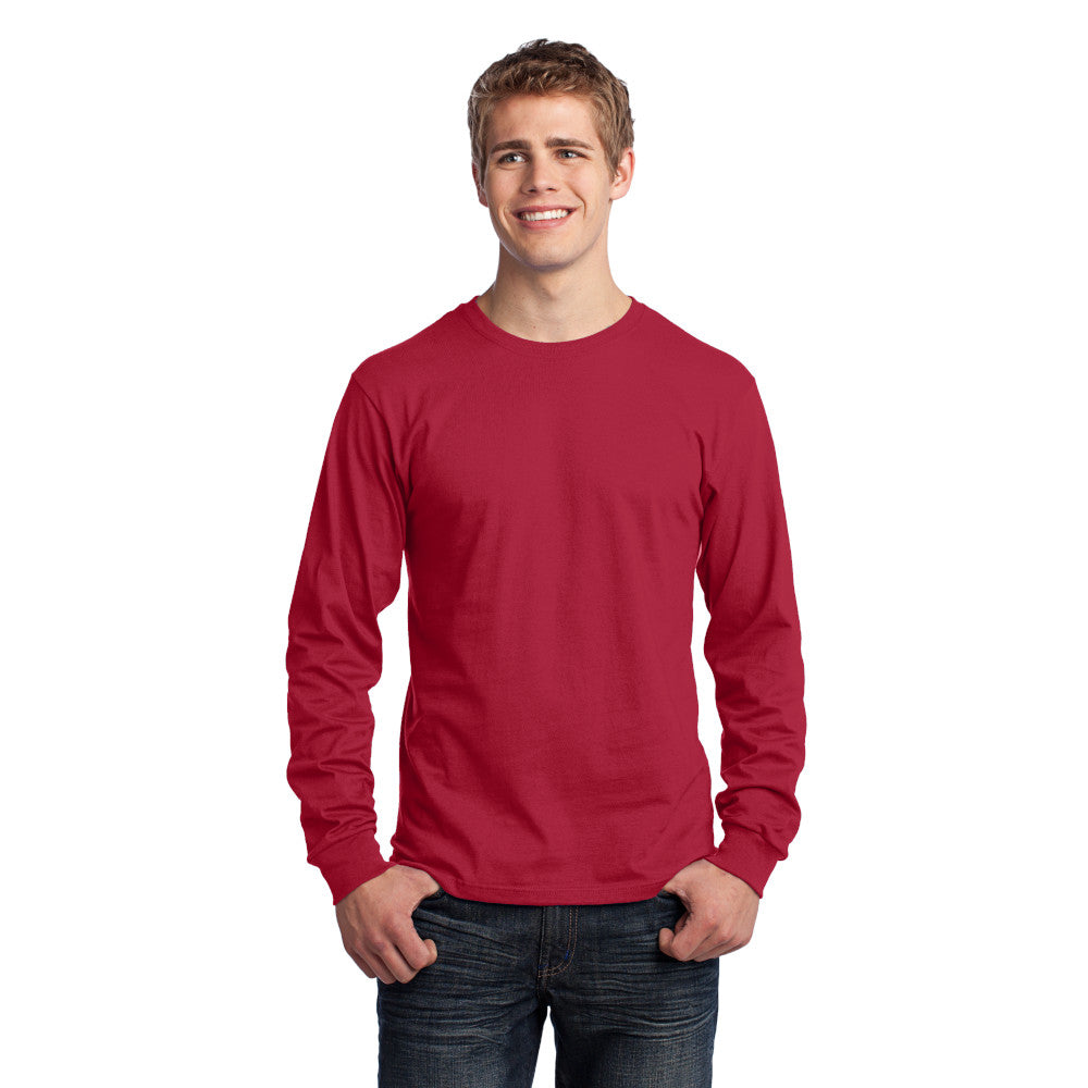 port & company core cotton long sleeve tee red